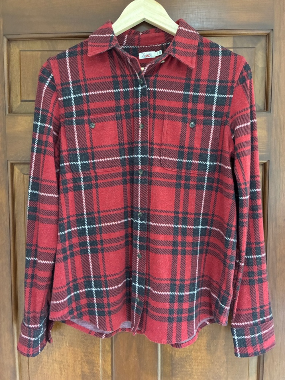 Faherty Red and Black Plaid Casual Button-Down Shirt